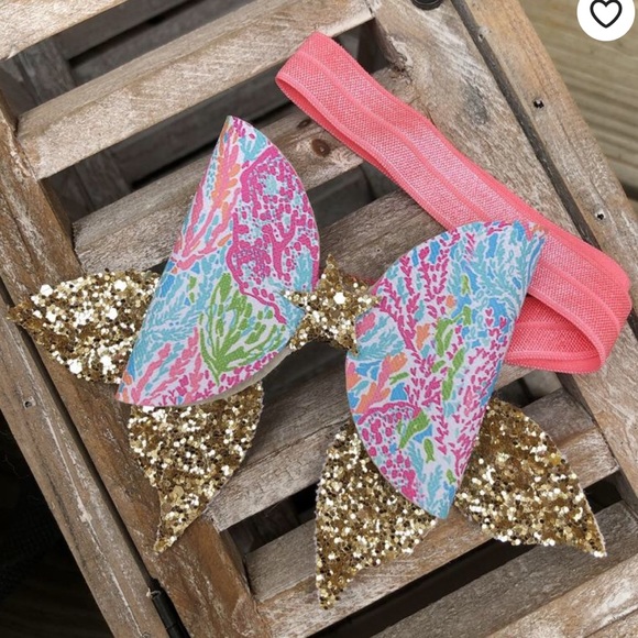 Coral Mermaid Baby Bow - Picture 1 of 1